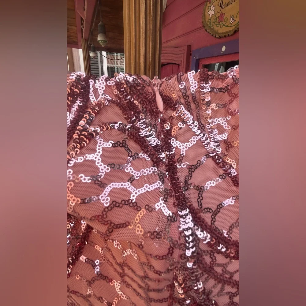 Angel Strapless Sequin Dress - Pink - Picture 5 of 11